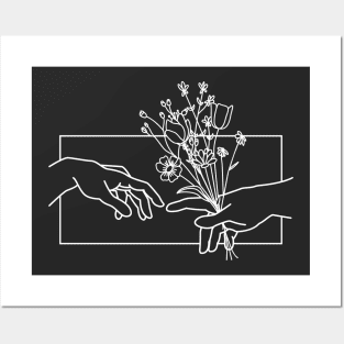 Michelangelo Minimalist Hand Giving Flowers Funny Valentine’s Day Posters and Art